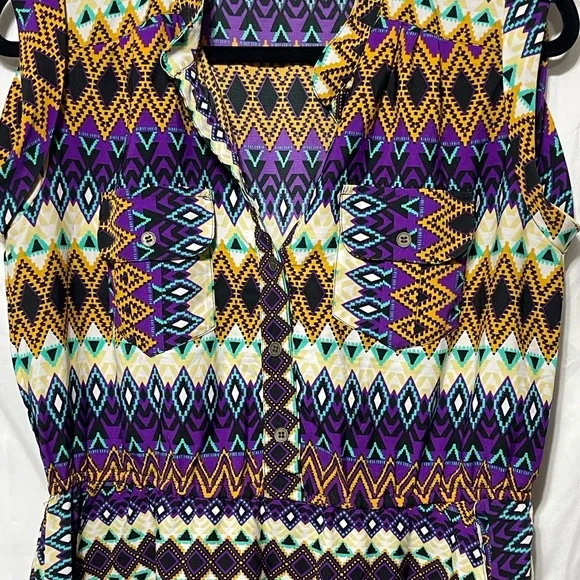 Speed Control Purple and Yellow Geometric Dress - Picture 6 of 9